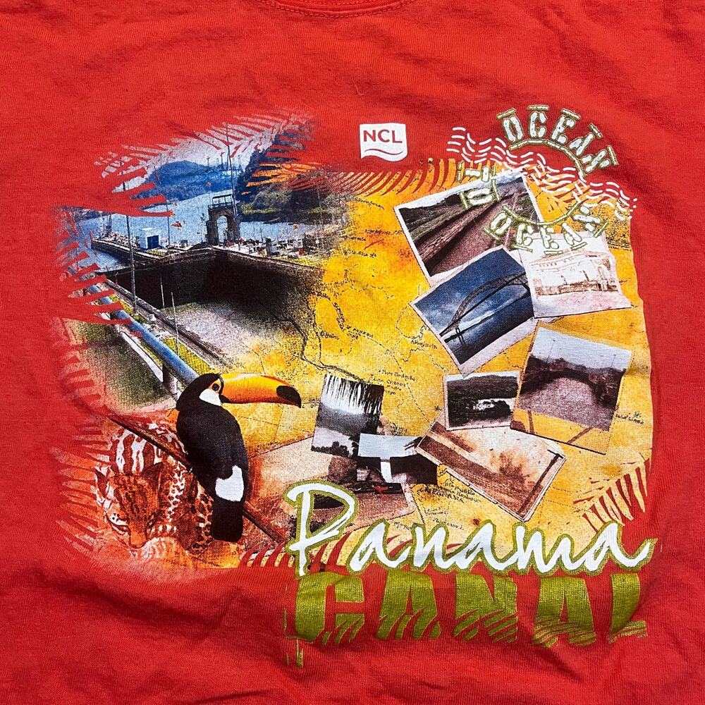 Norwegian Cruise line Women’s Small  Panama Canal Red‎ Graphic Shirt